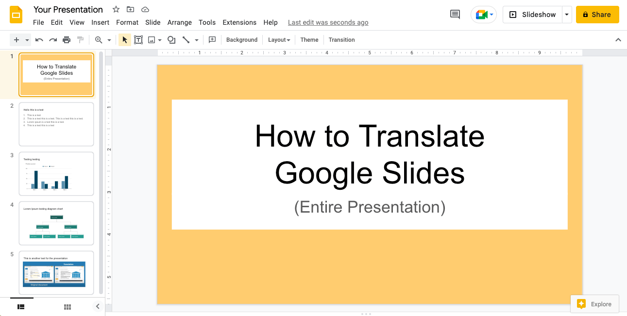 how to translate a presentation on google slides