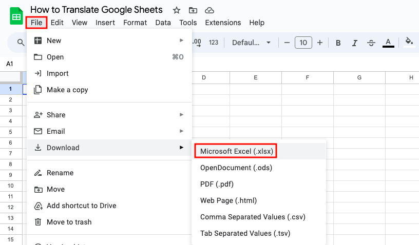 how to translate in google sheets