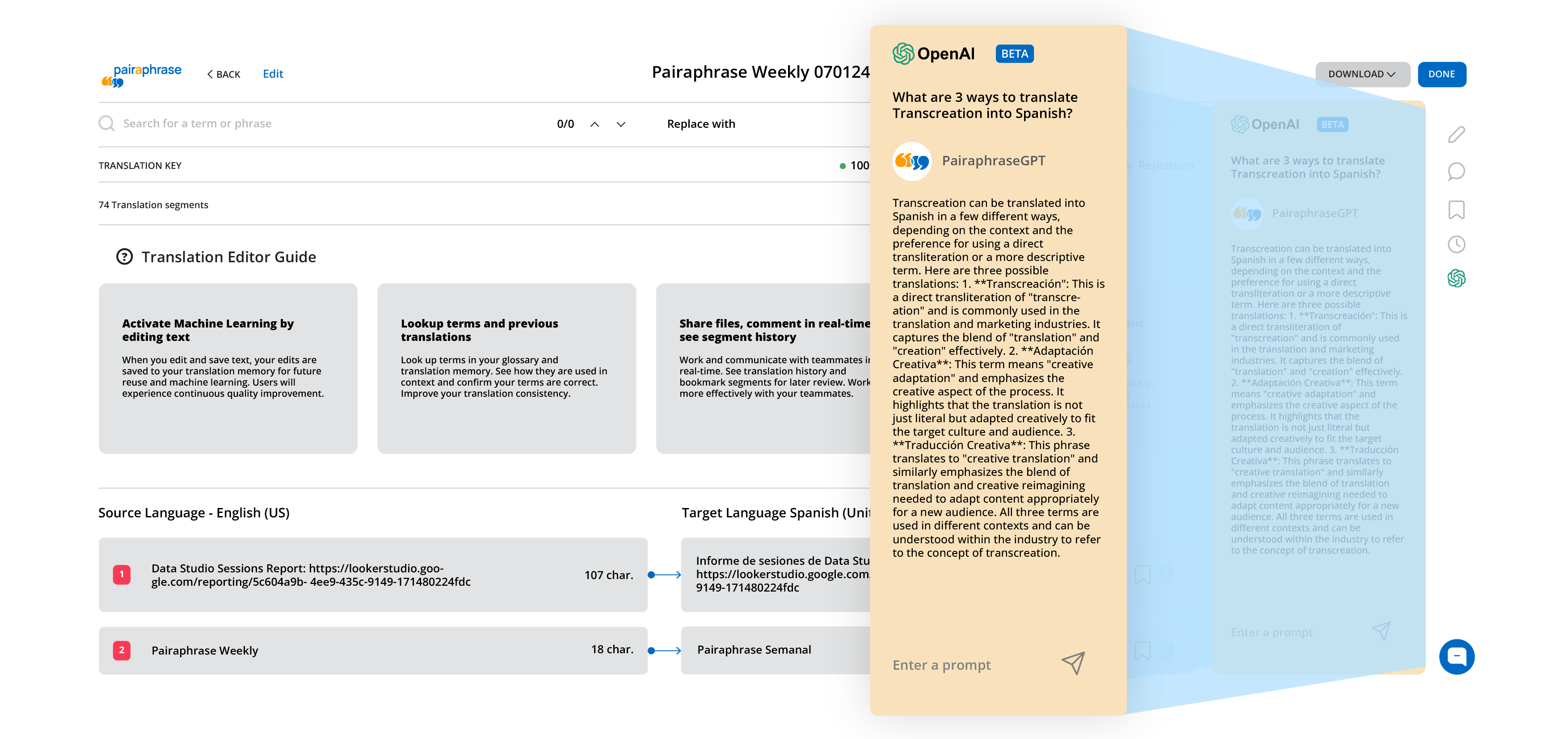 Image showing the OpenAI translation assitant